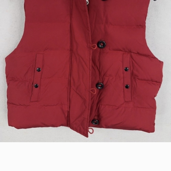 Gap Puffer Vest Womens Large Red Hooded Down Winter San Francisco Love Lined - Picture 3 of 7